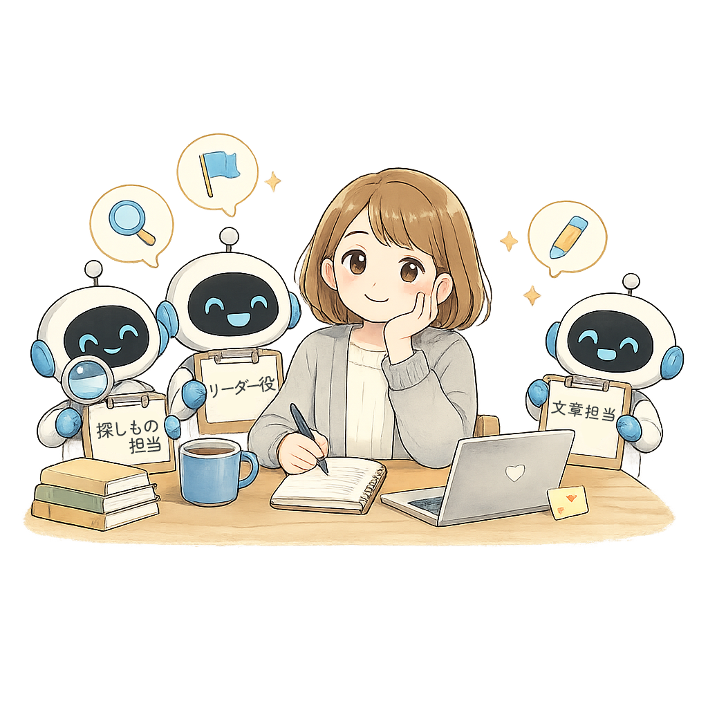 AIチームとてんて子のイラスト